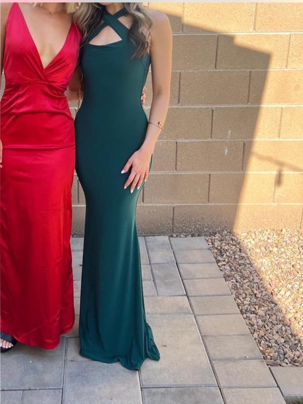 Emerald green cross neck dress